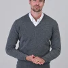 Gordon 1 Ply Geelong V-Neck - Derby Grey