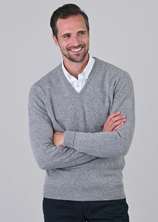 Gordon 1 Ply Geelong V-Neck - Flannel