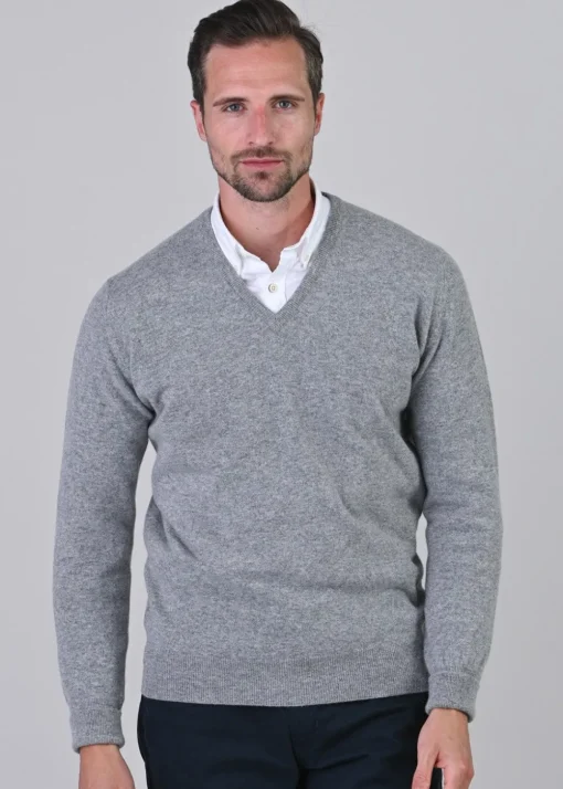 Gordon 1 Ply Geelong V-Neck - Flannel