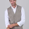 Gordon 1 Ply Geelong Waistcoat - Dark Natural