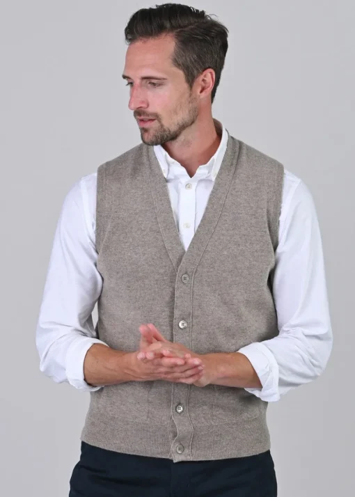 Gordon 1 Ply Geelong Waistcoat - Dark Natural