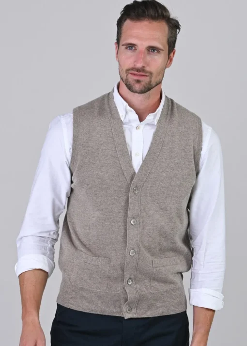 Gordon 1 Ply Geelong Waistcoat - Dark Natural