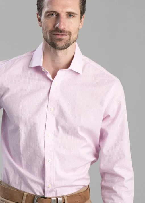 Greenwich Tailored Shirt - Light Pink Micro Check