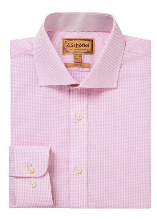 Greenwich Tailored Shirt - Light Pink Micro Check