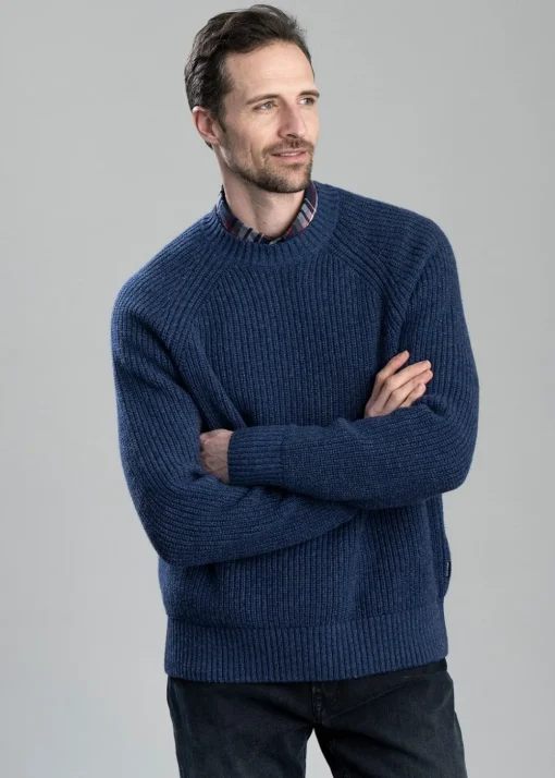 Griffiths Relaxed Crew Neck Sweater - Navy