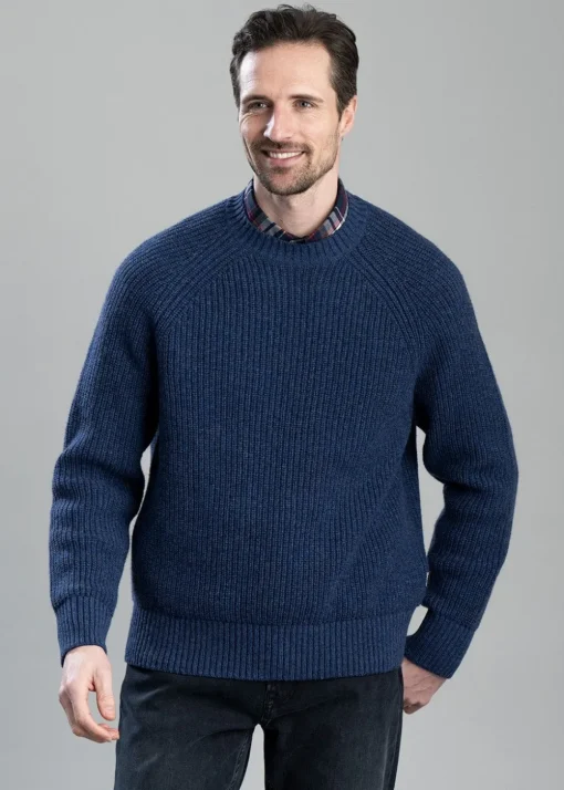 Griffiths Relaxed Crew Neck Sweater - Navy