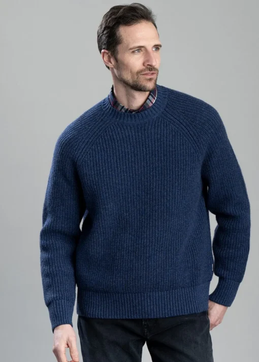 Griffiths Relaxed Crew Neck Sweater - Navy