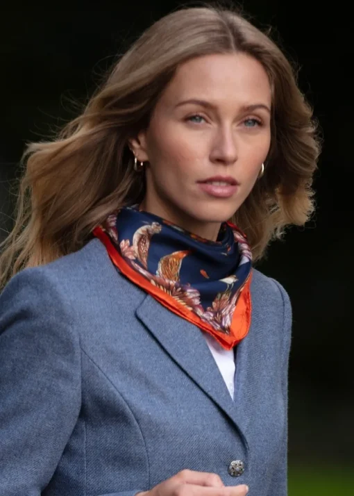 Grouse Misconduct Medium Silk Scarf - Navy and Seville