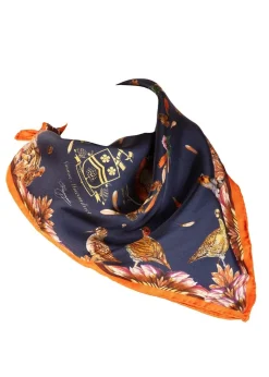 Grouse Misconduct Medium Silk Scarf - Navy and Seville
