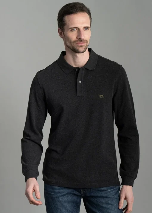 Gunn Long Sleeved Polo - Charcoal