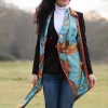 Heads or Tails Classic Silk Scarf - Duck Egg Blue and Rust