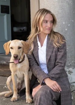 Highgrove Long Jacket - Plum Houndstooth
