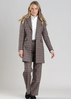 Highgrove Long Jacket - Plum Houndstooth