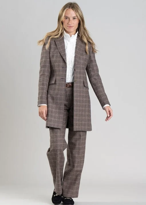 Highgrove Long Jacket - Plum Houndstooth