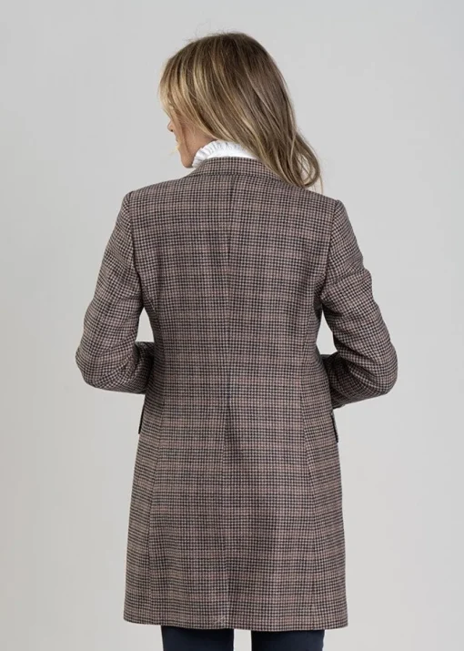 Highgrove Long Jacket - Plum Houndstooth