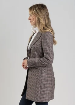 Highgrove Long Jacket - Plum Houndstooth