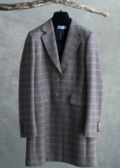 Highgrove Long Jacket - Plum Houndstooth