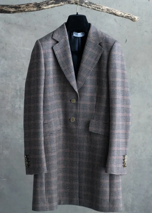 Highgrove Long Jacket - Plum Houndstooth