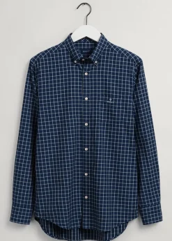 Indigo Windowpane Check Shirt - Eggshell