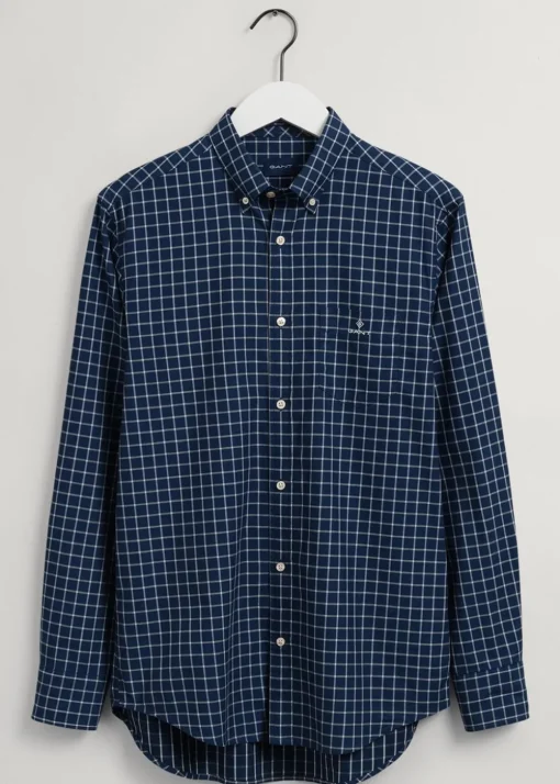 Indigo Windowpane Check Shirt - Eggshell