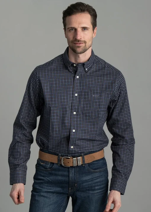 Jaspe Tattersall Shirt - Persian Blue