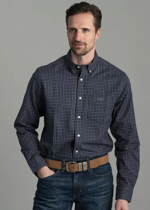Jaspe Tattersall Shirt - Persian Blue