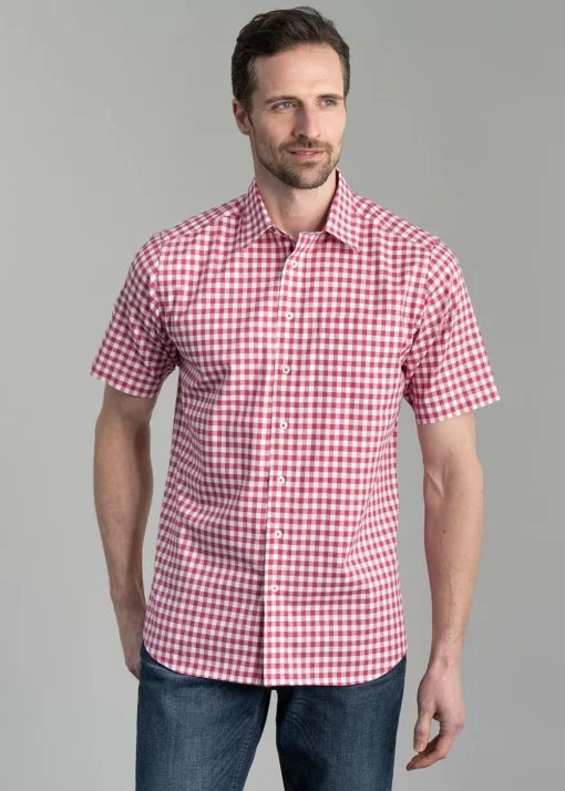 Jasper Short Sleeve Oxford Shirt - Ruby