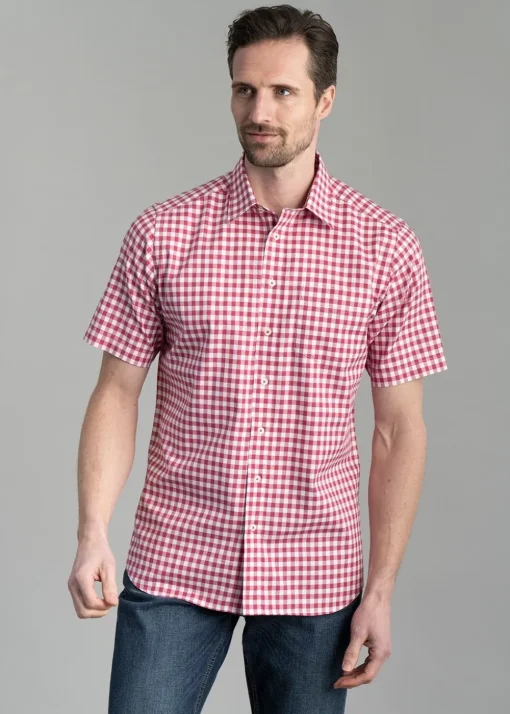 Jasper Short Sleeve Oxford Shirt - Ruby