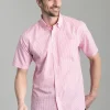 Julian Short Sleeve Gingham Shirt - Pink