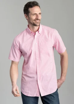 Julian Short Sleeve Gingham Shirt - Pink