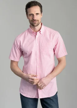 Julian Short Sleeve Gingham Shirt - Pink