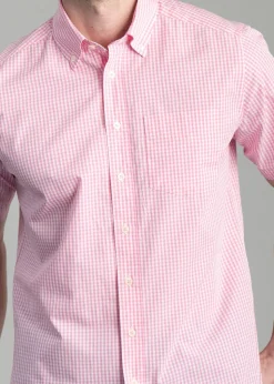 Julian Short Sleeve Gingham Shirt - Pink