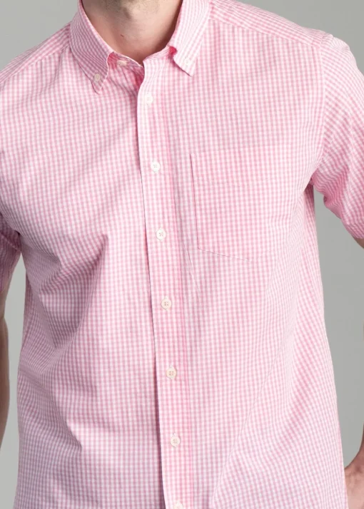 Julian Short Sleeve Gingham Shirt - Pink
