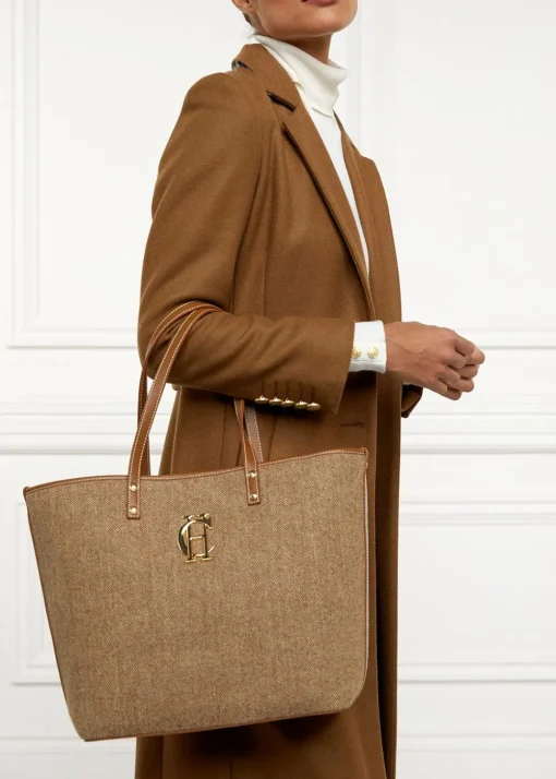 Kensington Tote Bag - Tan Herringbone