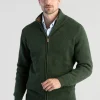 Lambswool 4 Ply Plain Jacket - Rosemary with Driftwood
