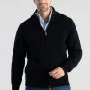 Lambswool 4 Ply Plain Jacket - Navy with Cobble