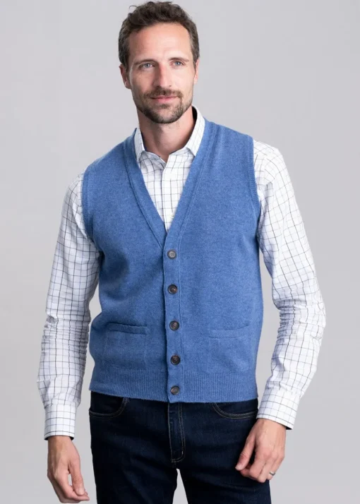 Lambswool 2 Ply Waistcoat - Jeans