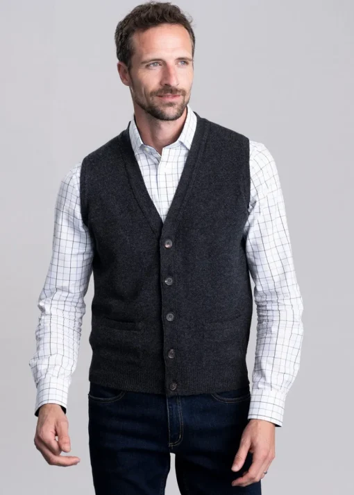 Lambswool 2 Ply Waistcoat - Charcoal
