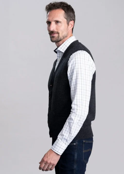 Lambswool 2 Ply Waistcoat - Charcoal