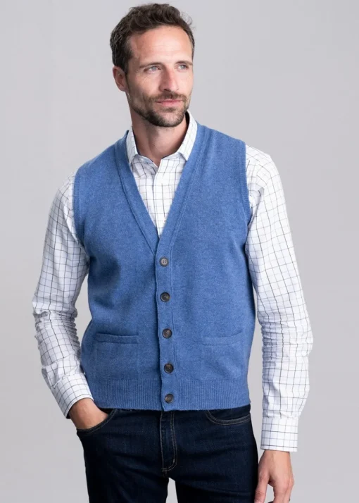 Lambswool 2 Ply Waistcoat - Jeans