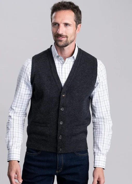 Lambswool 2 Ply Waistcoat - Charcoal