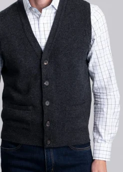 Lambswool 2 Ply Waistcoat - Charcoal