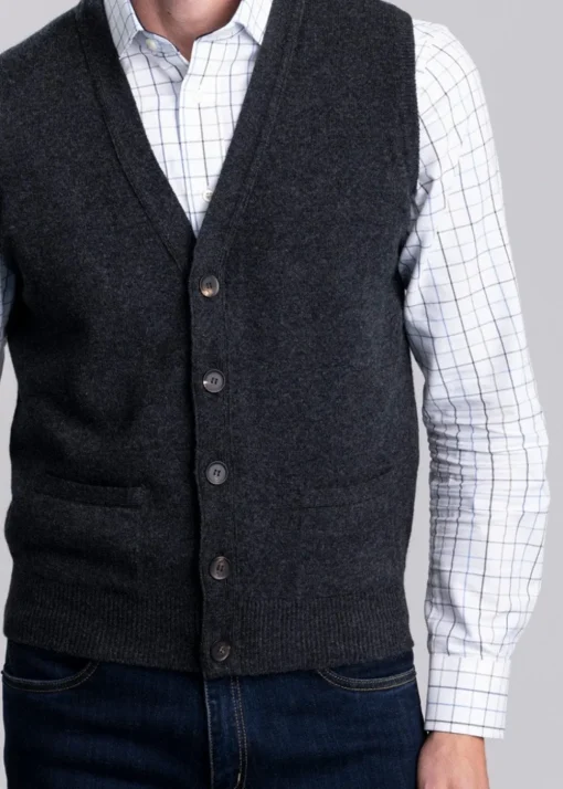 Lambswool 2 Ply Waistcoat - Charcoal