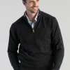 Lambswool 2 Ply Zip Neck - Charcoal with Flannel