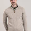 Lambswool 2 Ply Zip Neck - Cobble with Landscape