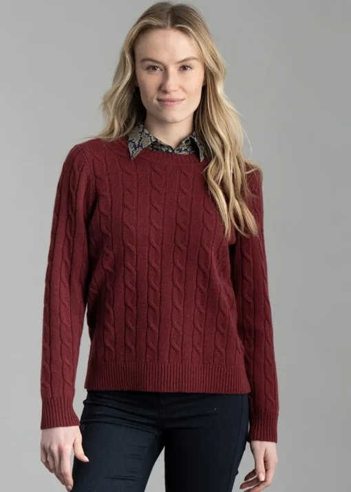 Lambswool Cable Crew Neck - Plumped Red