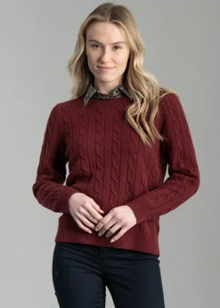 Lambswool Cable Crew Neck - Plumped Red