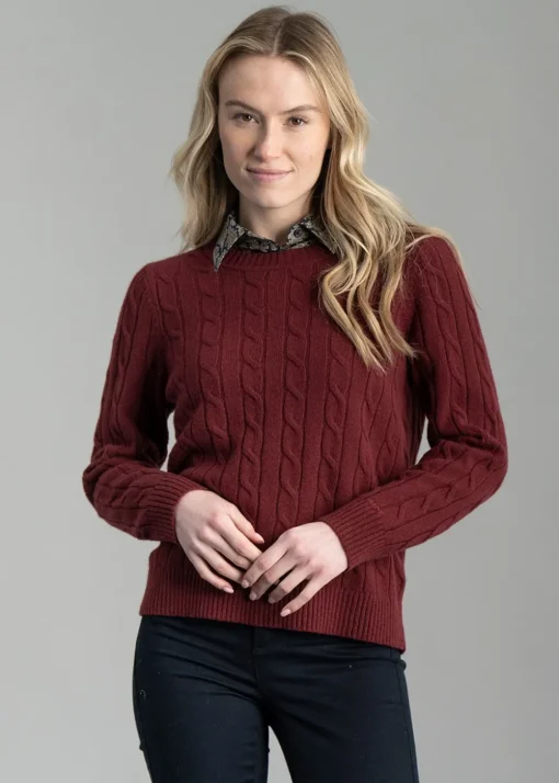 Lambswool Cable Crew Neck - Plumped Red