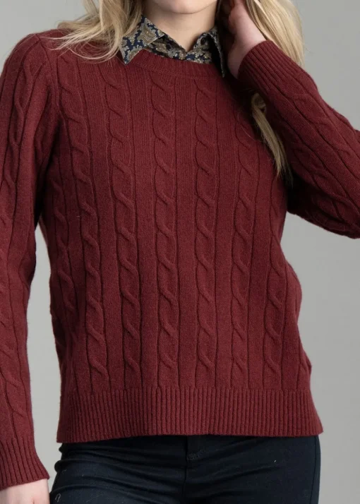 Lambswool Cable Crew Neck - Plumped Red