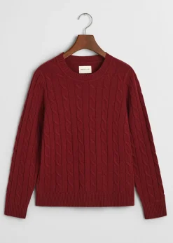 Lambswool Cable Crew Neck - Plumped Red